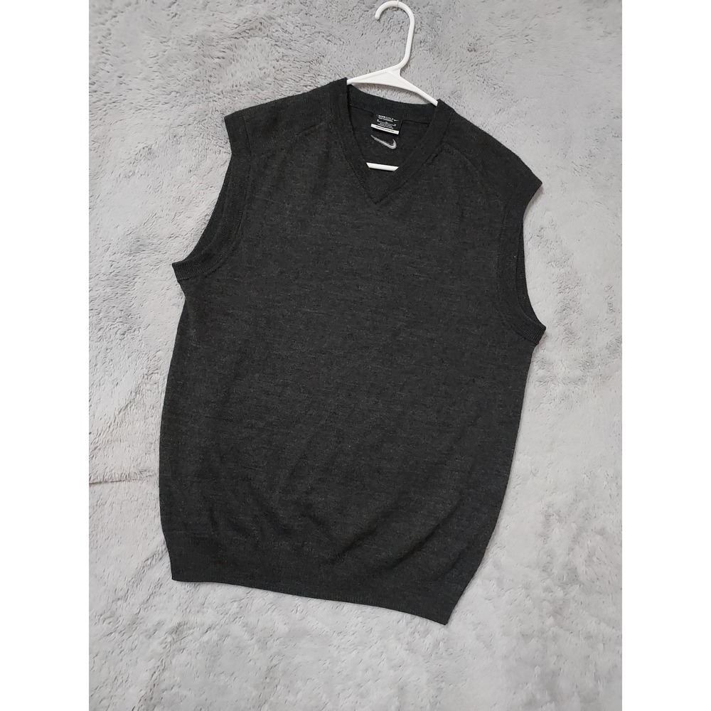 Nike Sweater Vest Mens Medium Tour Performance Merino Wool Blend Charcoal Gray